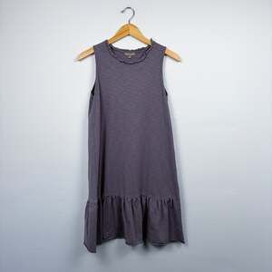 Lilla P Slub Ruffle Hem Tank Dress Gray Small